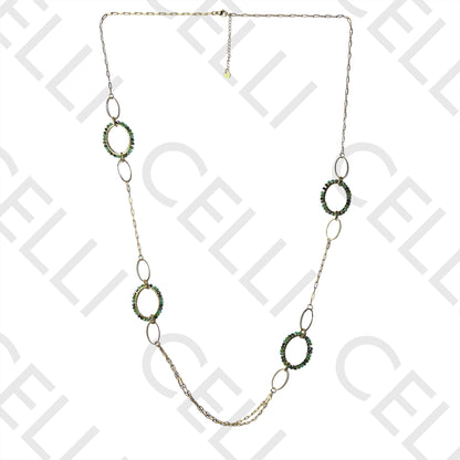 钢制项链（长）- 刻面水晶