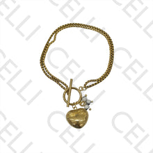 Cargar imagen en el visor de la galería, Collar/Pulsera de Acero con Doble Cierre OT - Corazón y Piedras Detalladas
