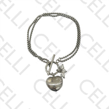 Cargar imagen en el visor de la galería, Collar/Pulsera de Acero con Doble Cierre OT - Corazón y Piedras Detalladas
