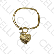 Cargar imagen en el visor de la galería, Collar/Pulsera de Acero con Doble Cierre OT - Corazón y Piedras Detalladas
