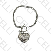 Cargar imagen en el visor de la galería, Collar/Pulsera de Acero con Doble Cierre OT - Corazón y Piedras Detalladas
