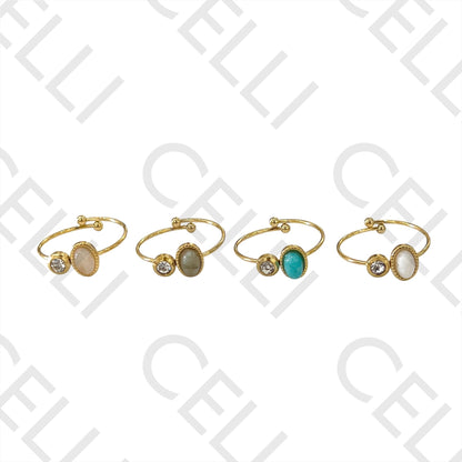 Steel Ring - with natural stone