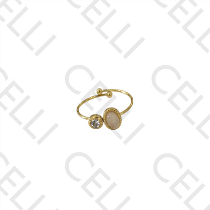 Steel Ring - with natural stone