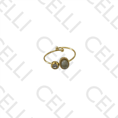 Steel Ring - with natural stone