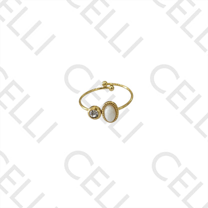 Steel Ring - with natural stone