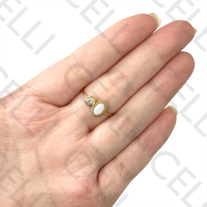 Steel Ring - with natural stone