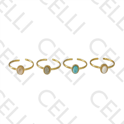 Steel Ring - with natural stone