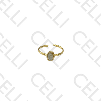 Steel Ring - with natural stone