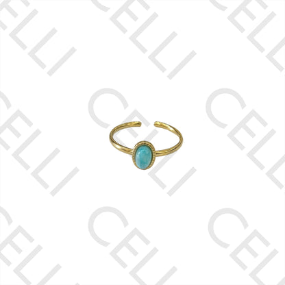 Steel Ring - with natural stone