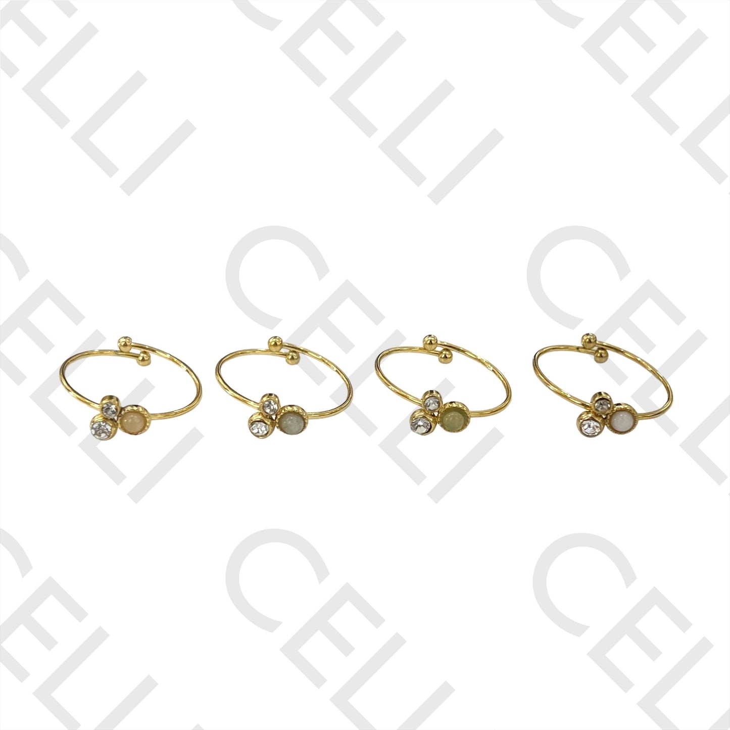 Steel Ring - with natural stone