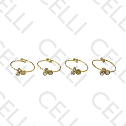 Steel Ring - with natural stone