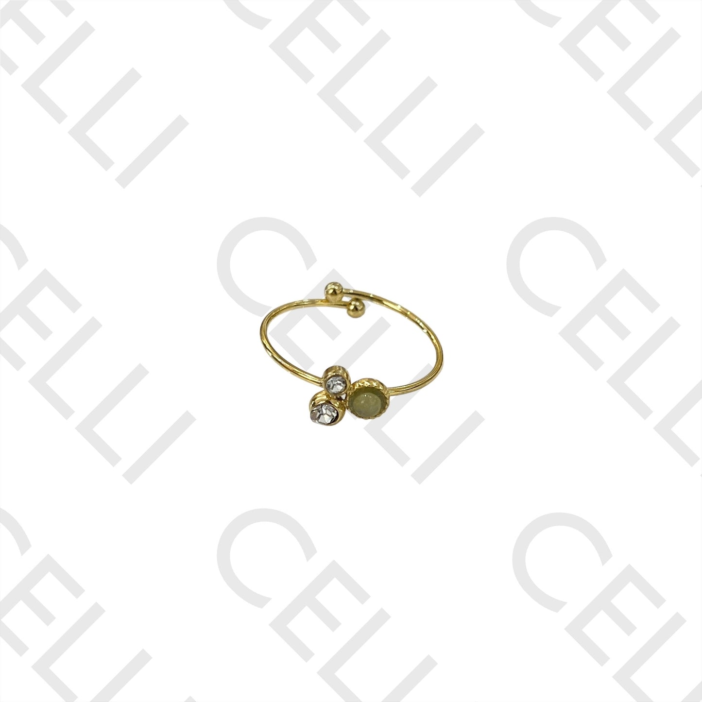 Steel Ring - with natural stone