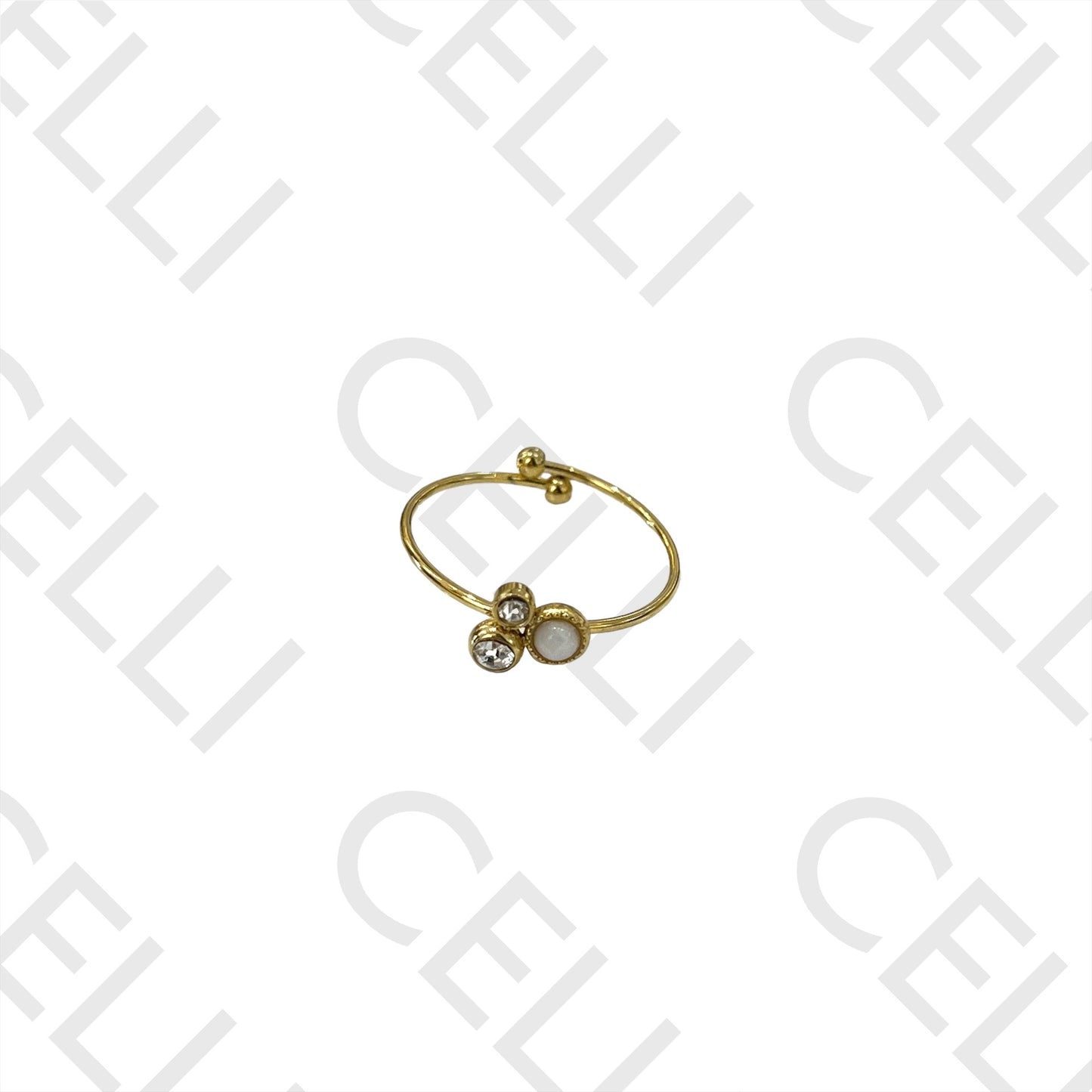 Steel Ring - with natural stone