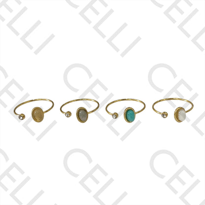 Steel Ring - with natural stone