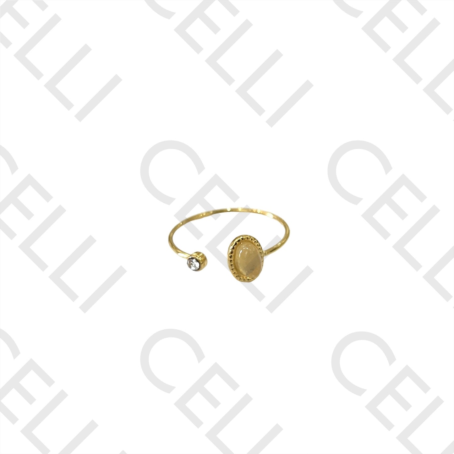 Steel Ring - with natural stone