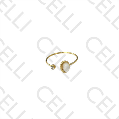 Steel Ring - with natural stone