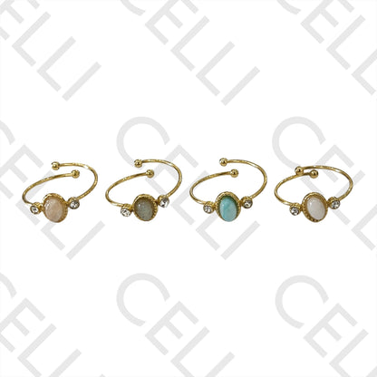 Steel Ring - with natural stone