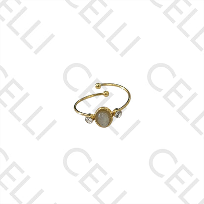 Steel Ring - with natural stone