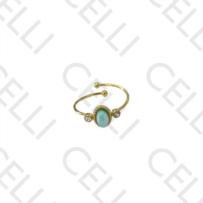 Steel Ring - with natural stone