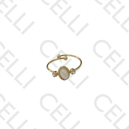 Steel Ring - with natural stone