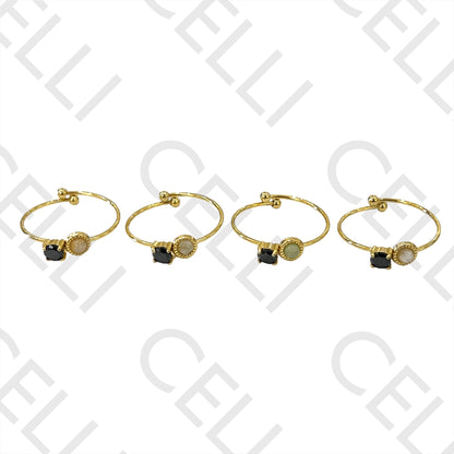 Steel Ring - with natural stone