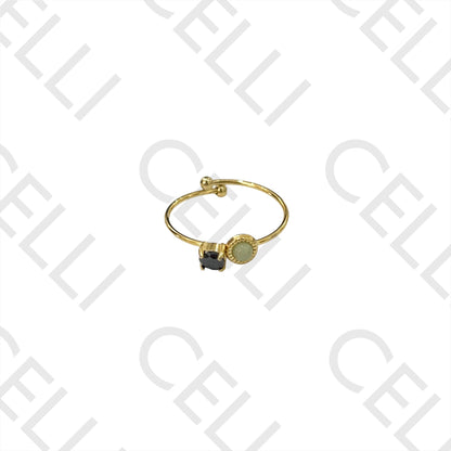 Steel Ring - with natural stone