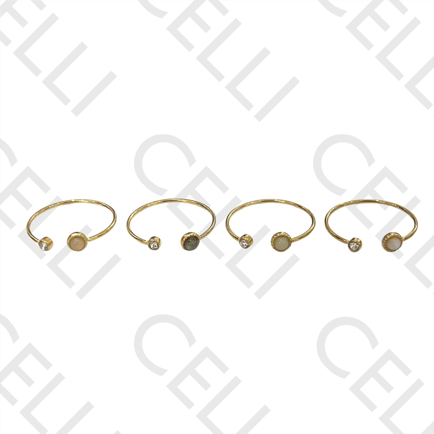 Steel Ring - with natural stone