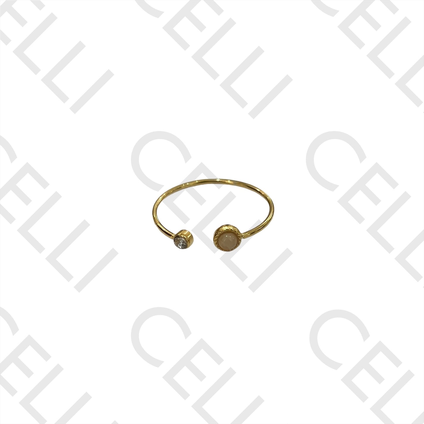 Steel Ring - with natural stone