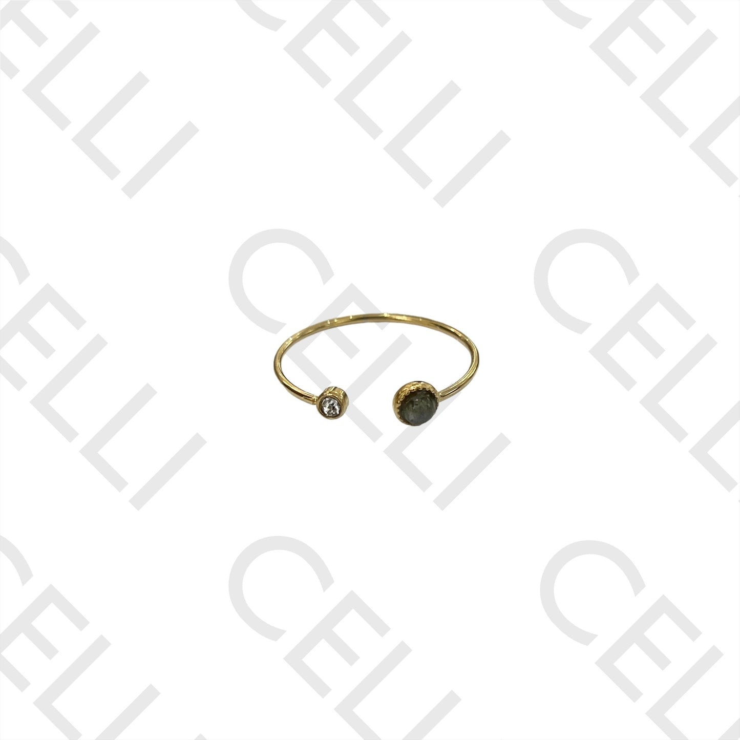 Steel Ring - with natural stone