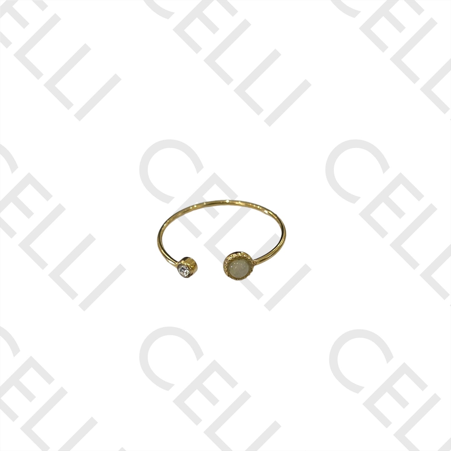 Steel Ring - with natural stone