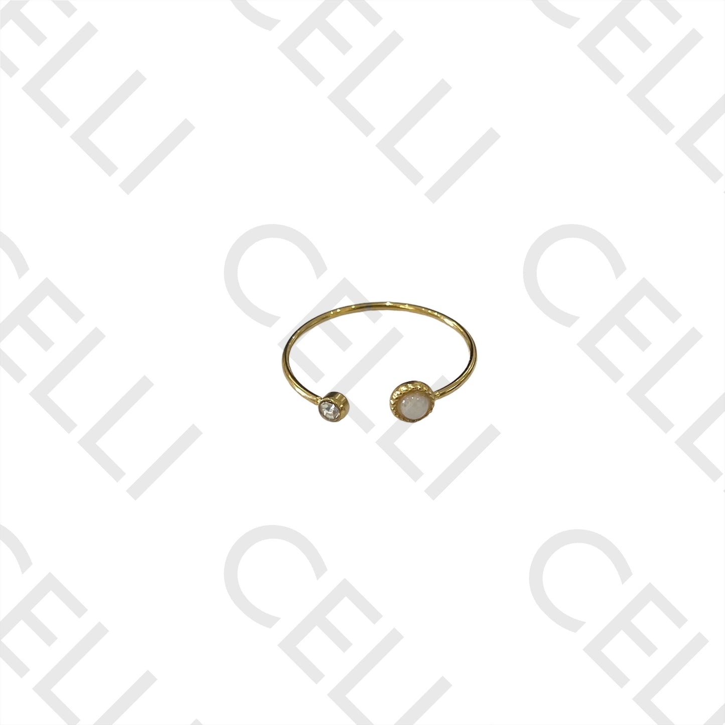 Steel Ring - with natural stone