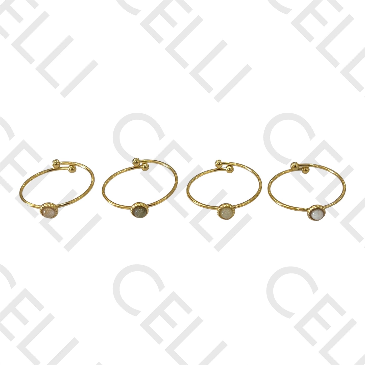 Steel Ring - with natural stone