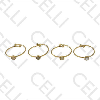 Steel Ring - with natural stone