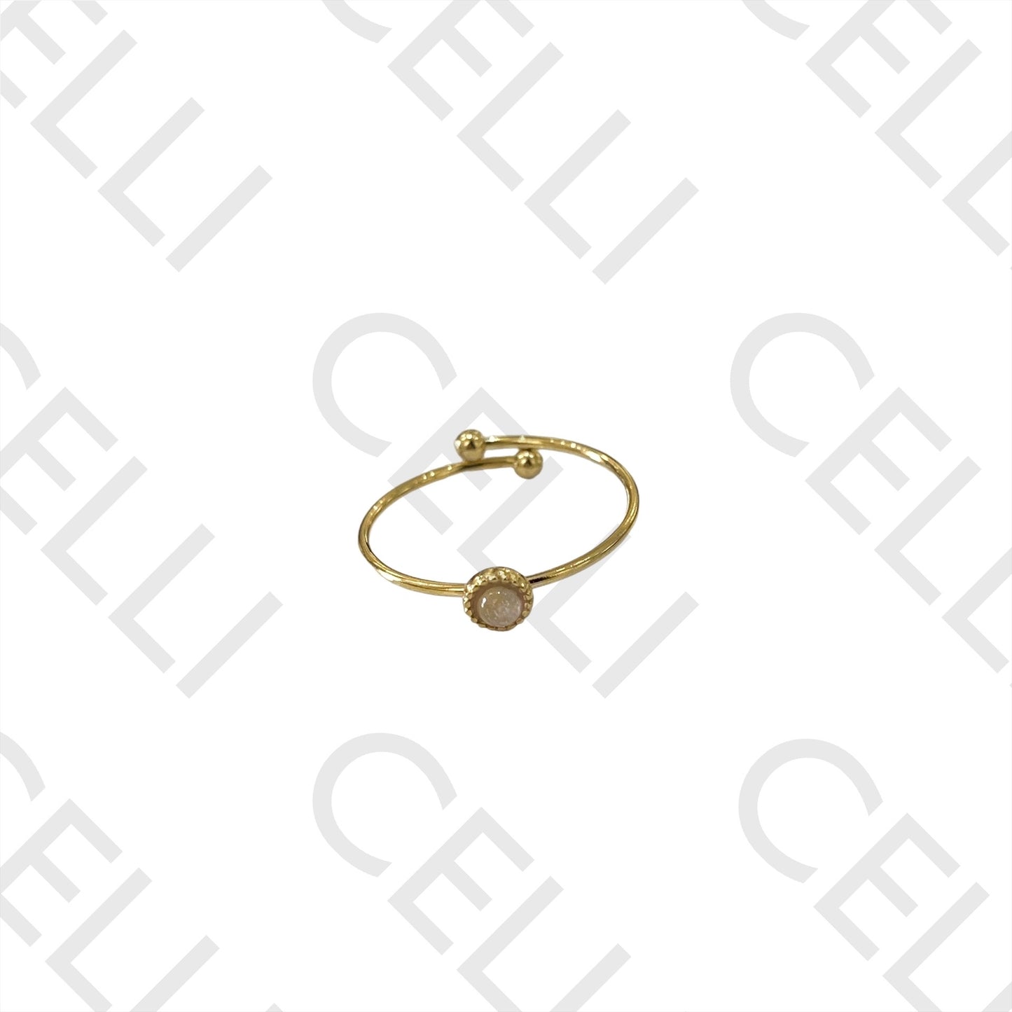 Steel Ring - with natural stone