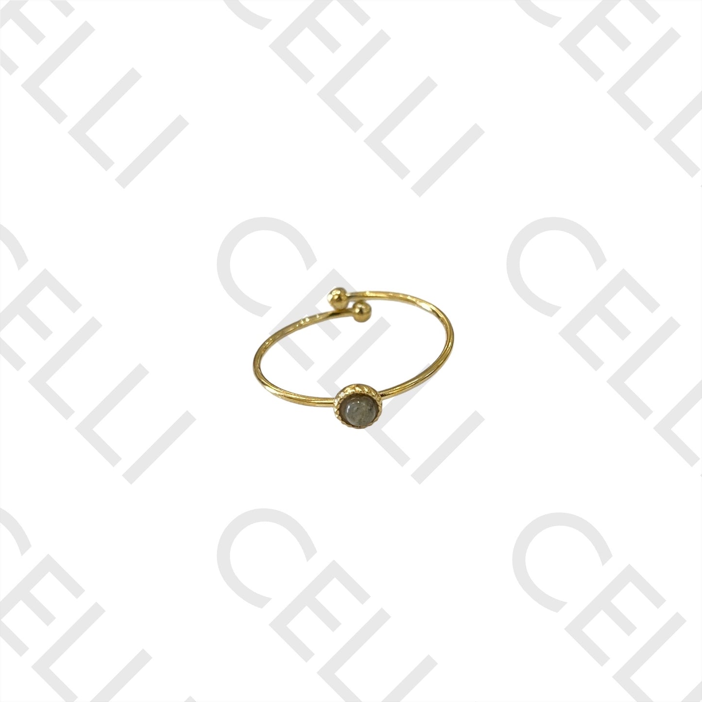 Steel Ring - with natural stone