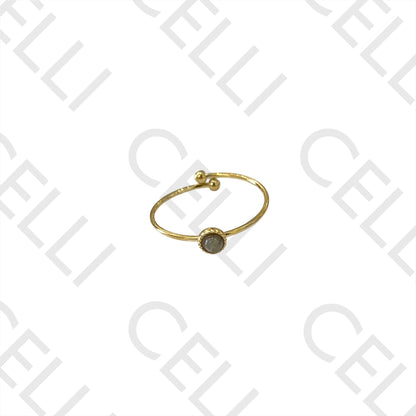 Steel Ring - with natural stone