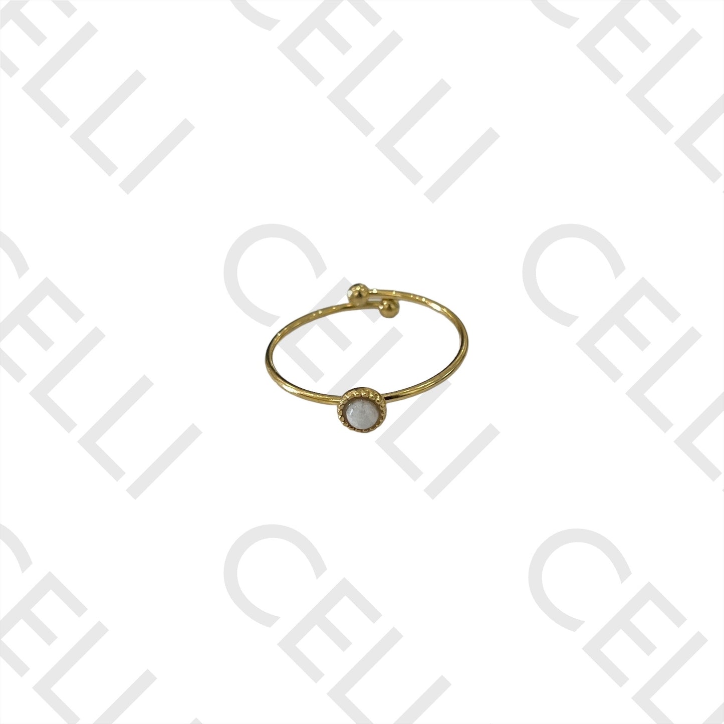 Steel Ring - with natural stone