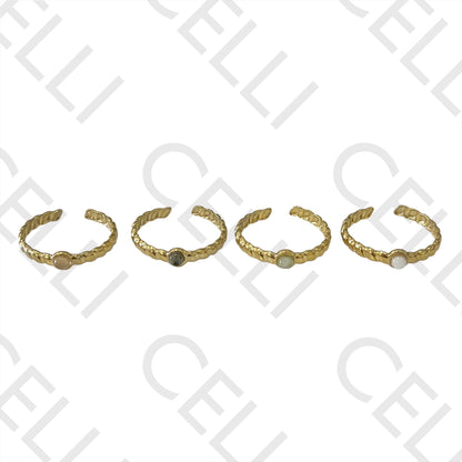 Steel Ring - with natural stone