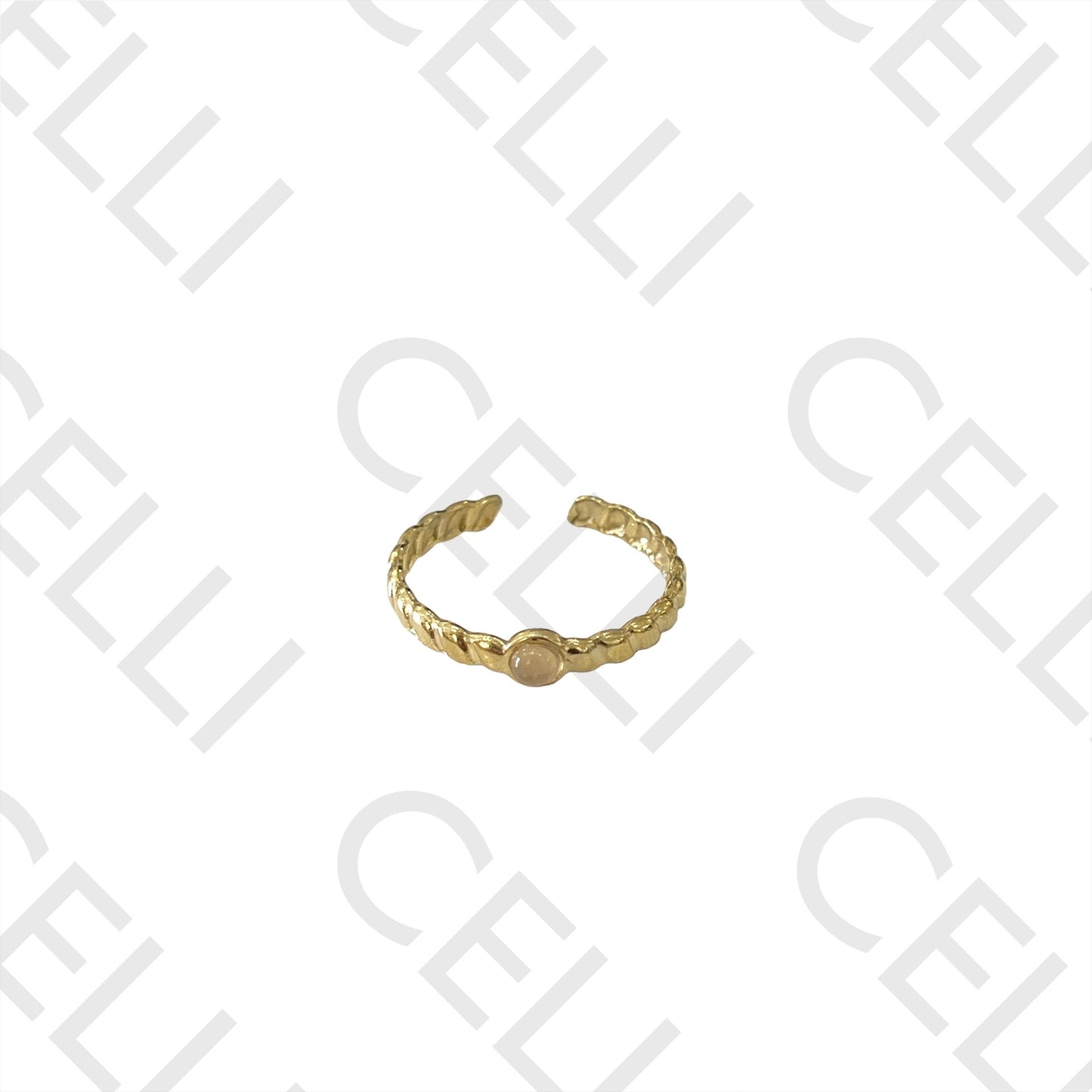 Steel Ring - with natural stone