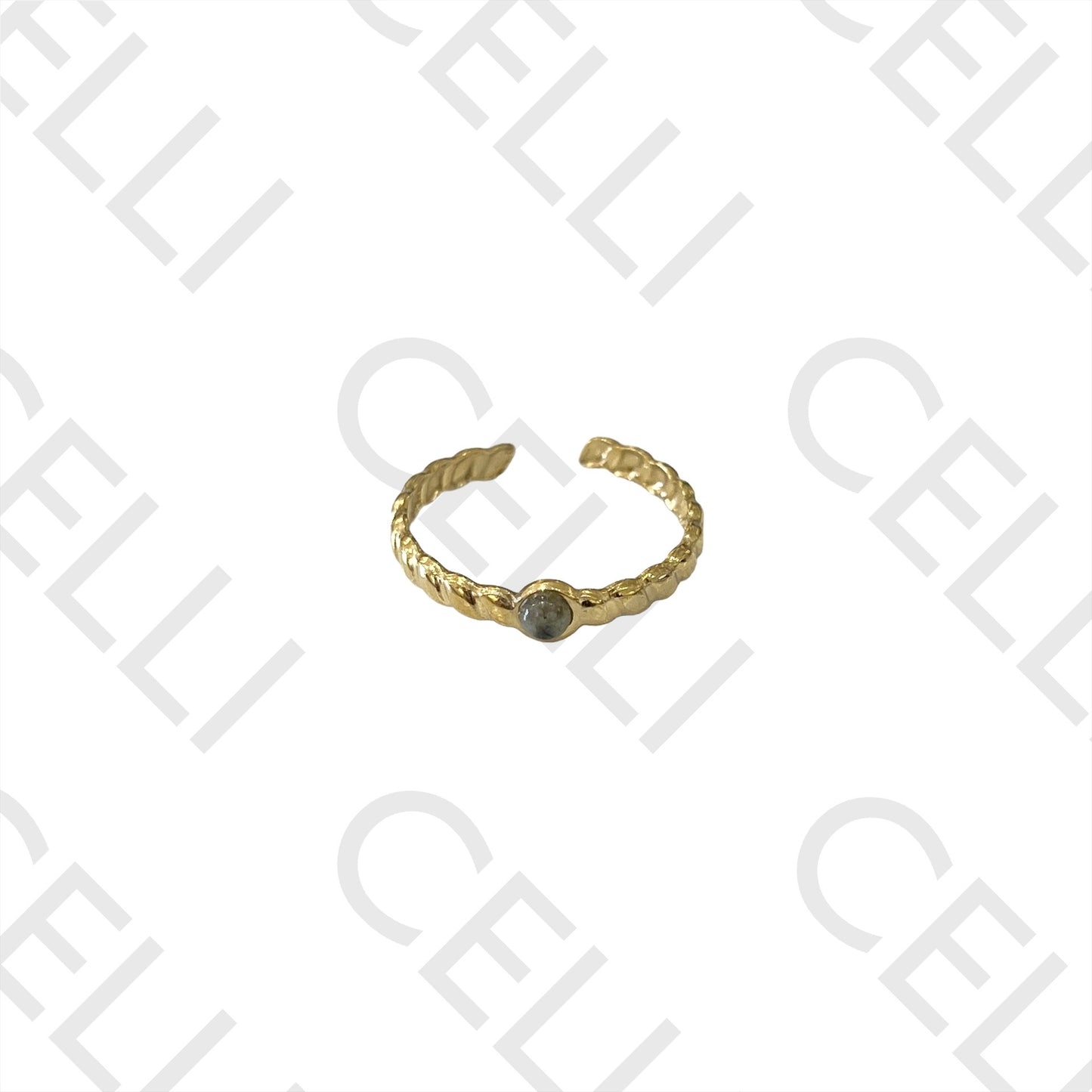Steel Ring - with natural stone