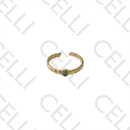Steel Ring - with natural stone