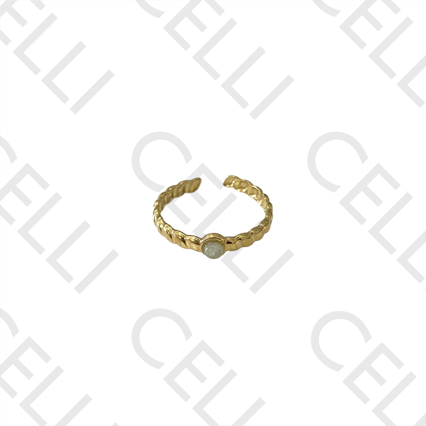 Steel Ring - with natural stone