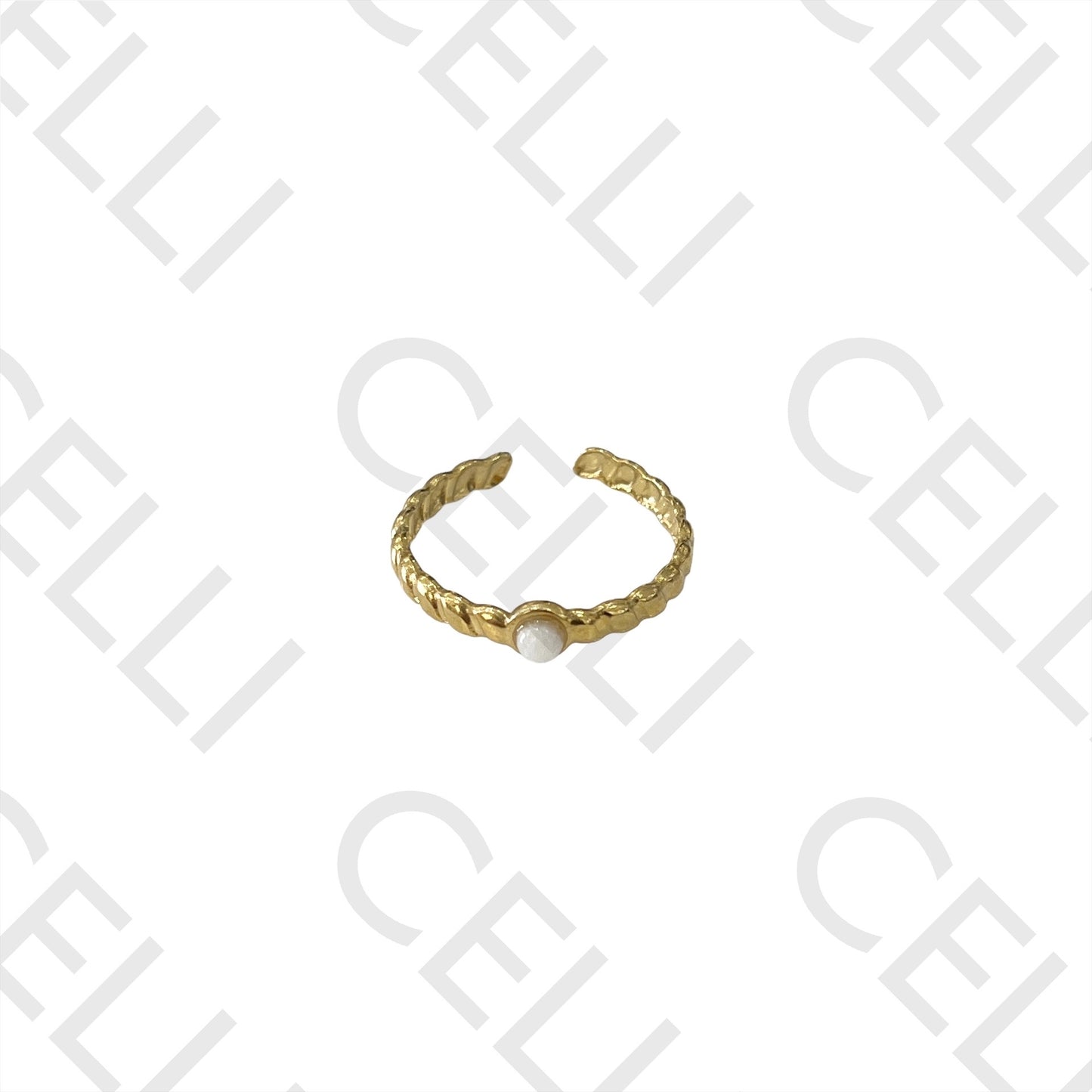 Steel Ring - with natural stone