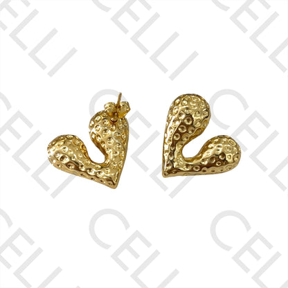 钢制耳环 - 锤打心形