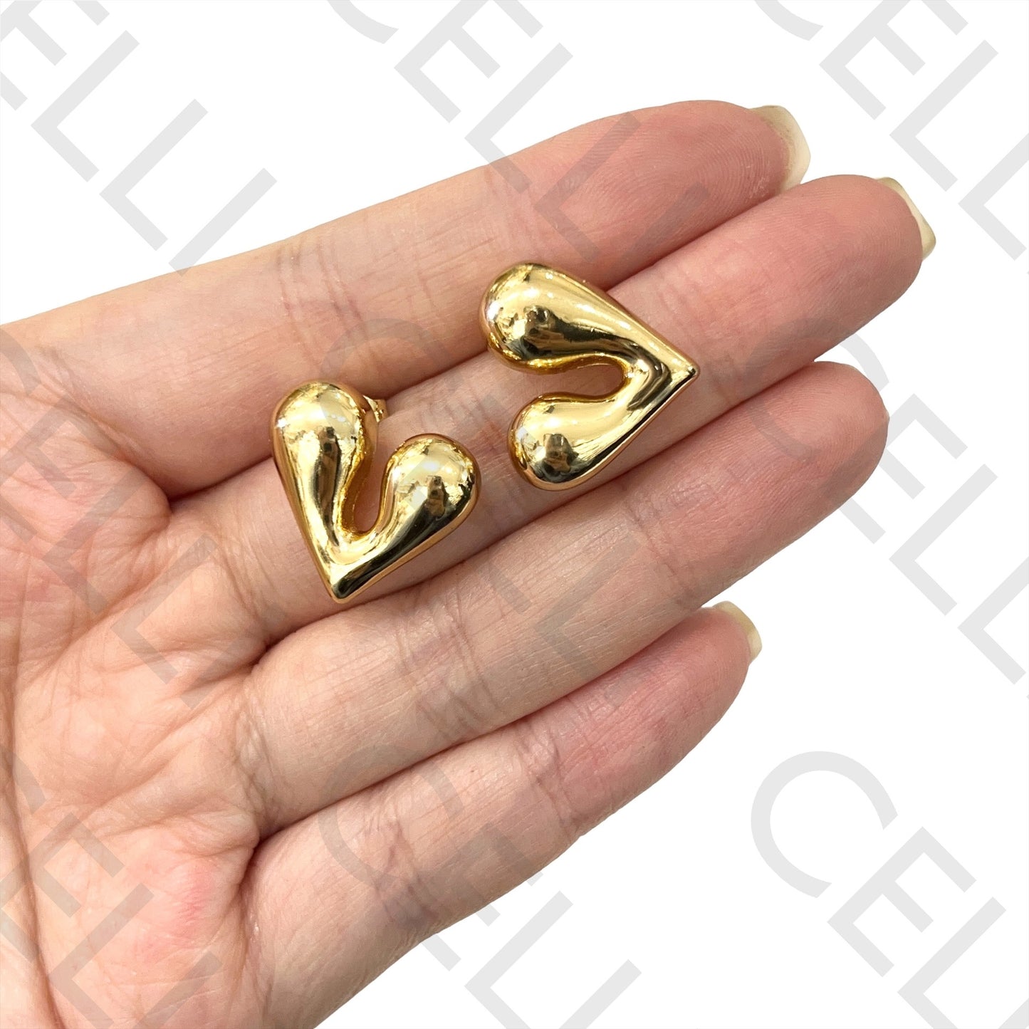 不锈钢耳环 - 心形