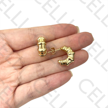 钢制耳环 - 竹节圈