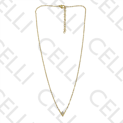 Steel Necklace - V with Brilliant