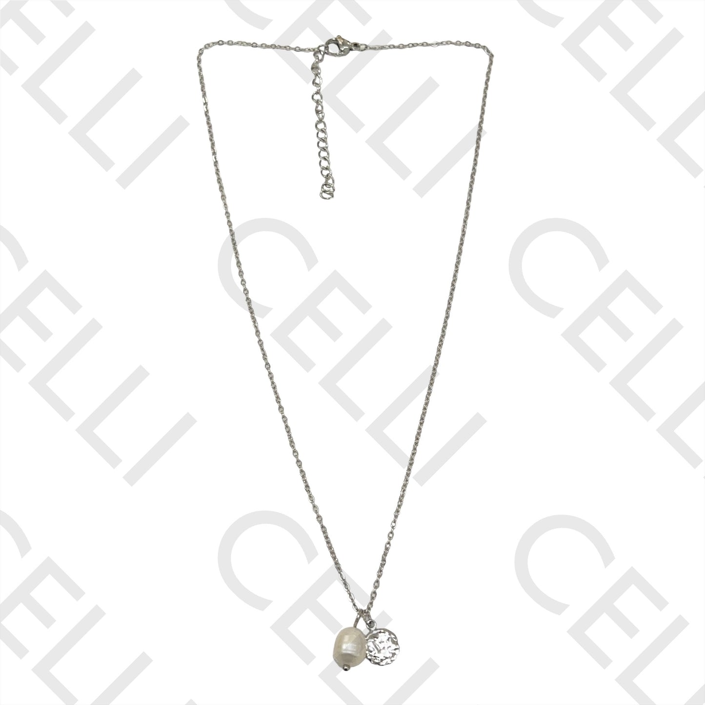 钢制项链 - 勋章和珍珠