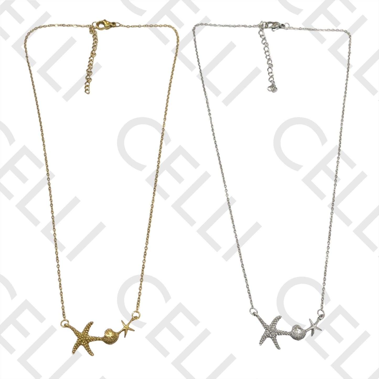 钢制项链 - 海星和贝壳中间件