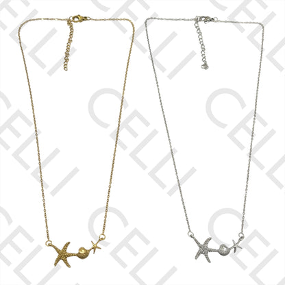 钢制项链 - 海星和贝壳中间件